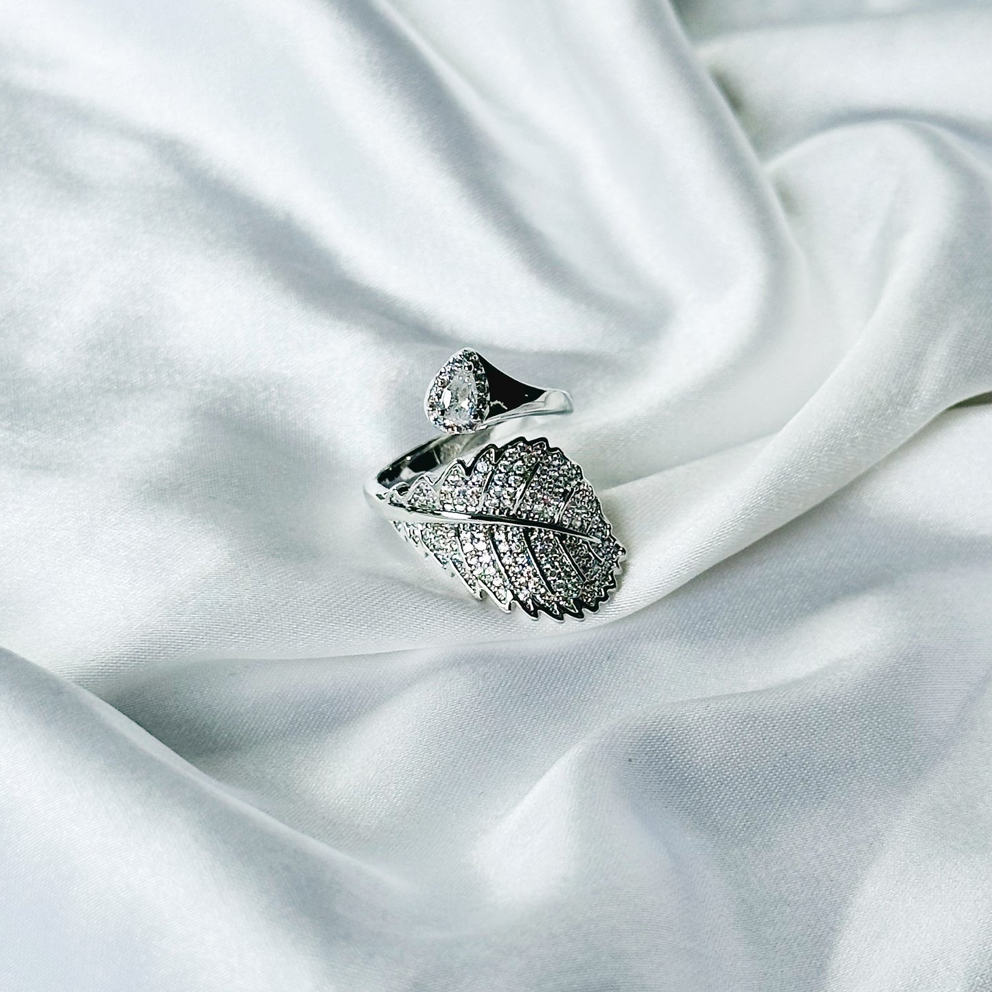 Solitaire Cubic Zirconia American Diamond Silver Plated Adjustable Ring