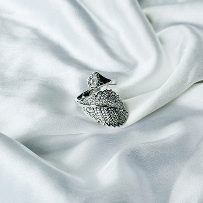 Solitaire Cubic Zirconia American Diamond Silver Plated Adjustable Ring