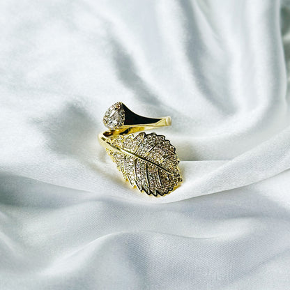 Solitaire Cubic Zirconia American Diamond Gold Plated Adjustable Ring