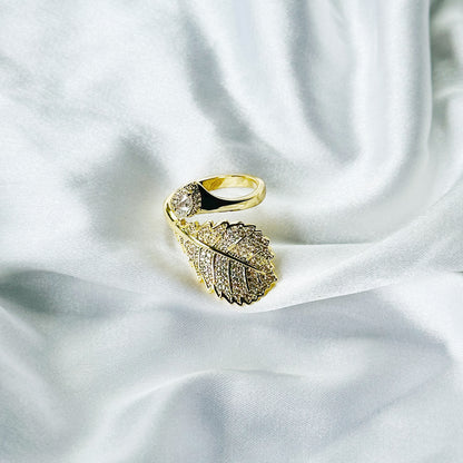 Solitaire Cubic Zirconia American Diamond Gold Plated Adjustable Ring