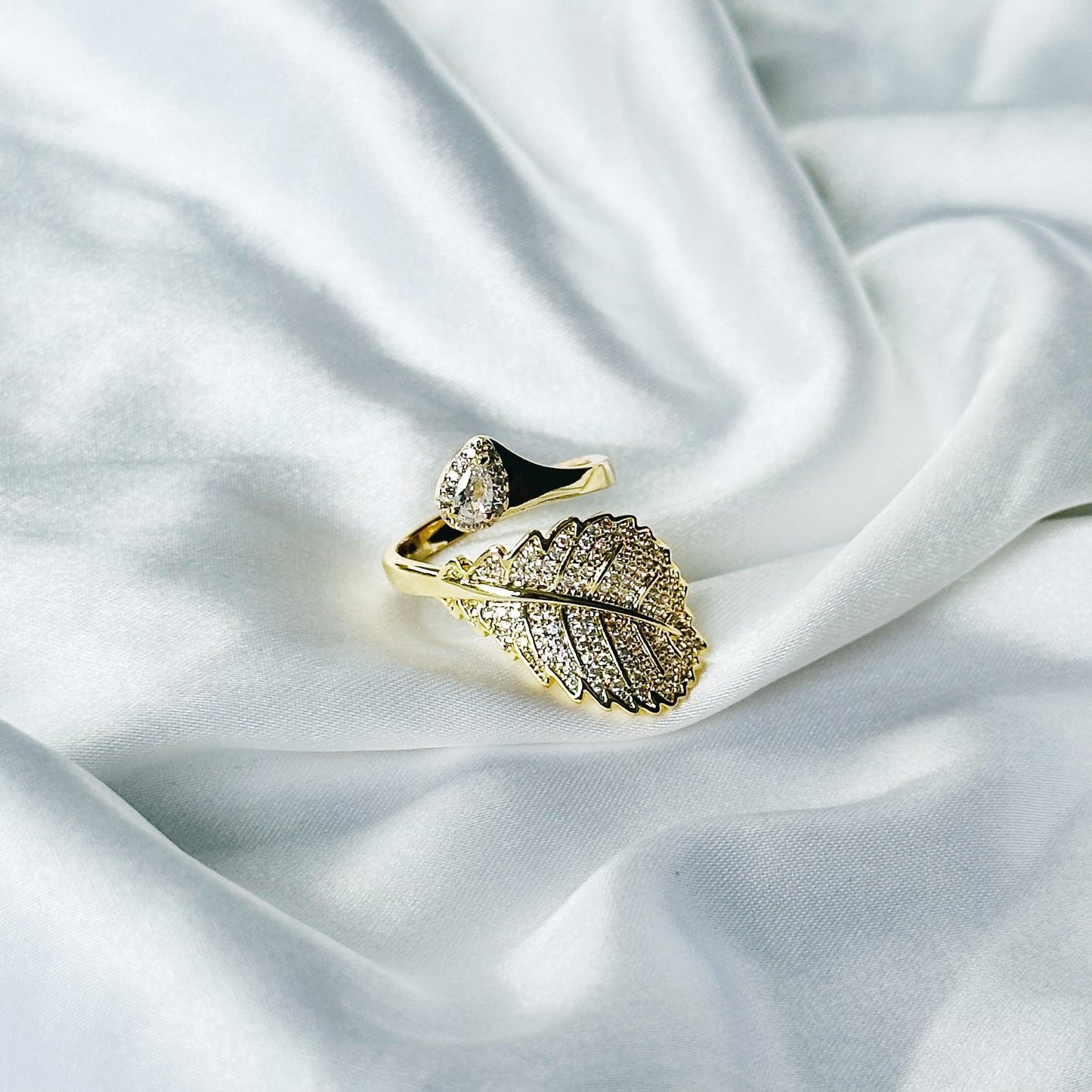 Solitaire Cubic Zirconia American Diamond Gold Plated Adjustable Ring