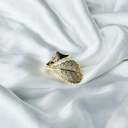 Solitaire Cubic Zirconia American Diamond Gold Plated Adjustable Ring