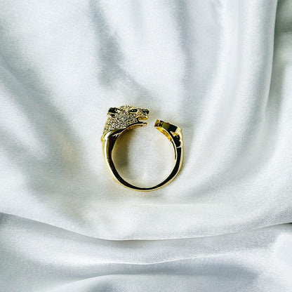 Jaguar Design American Diamond Gold Plated Adjustable Ring