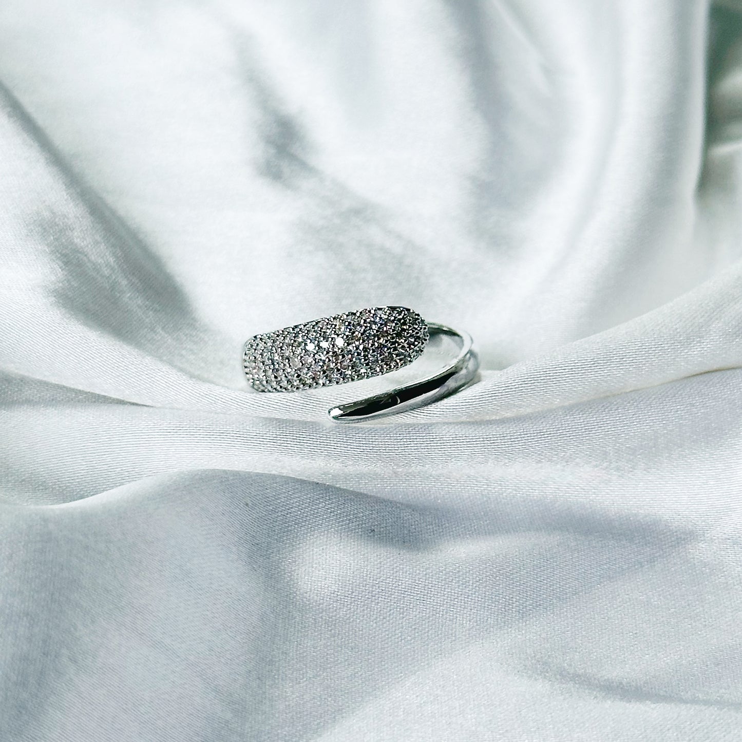 Solitaire Cubic Zirconia American Diamond Silver Plated Adjustable Ring