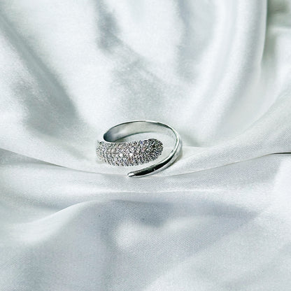Solitaire Cubic Zirconia American Diamond Silver Plated Adjustable Ring