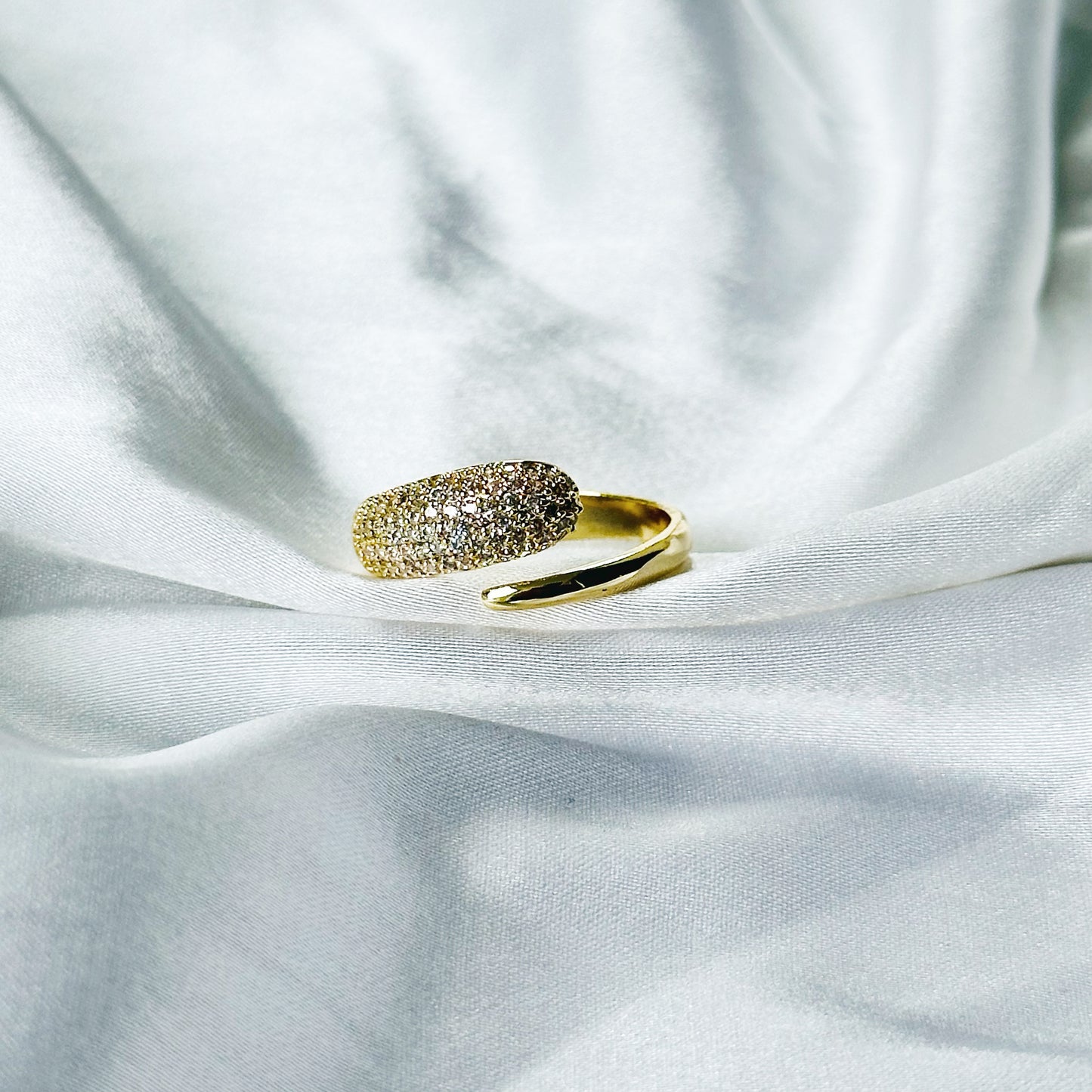 Solitaire Cubic Zirconia American Diamond Gold Plated Adjustable Ring