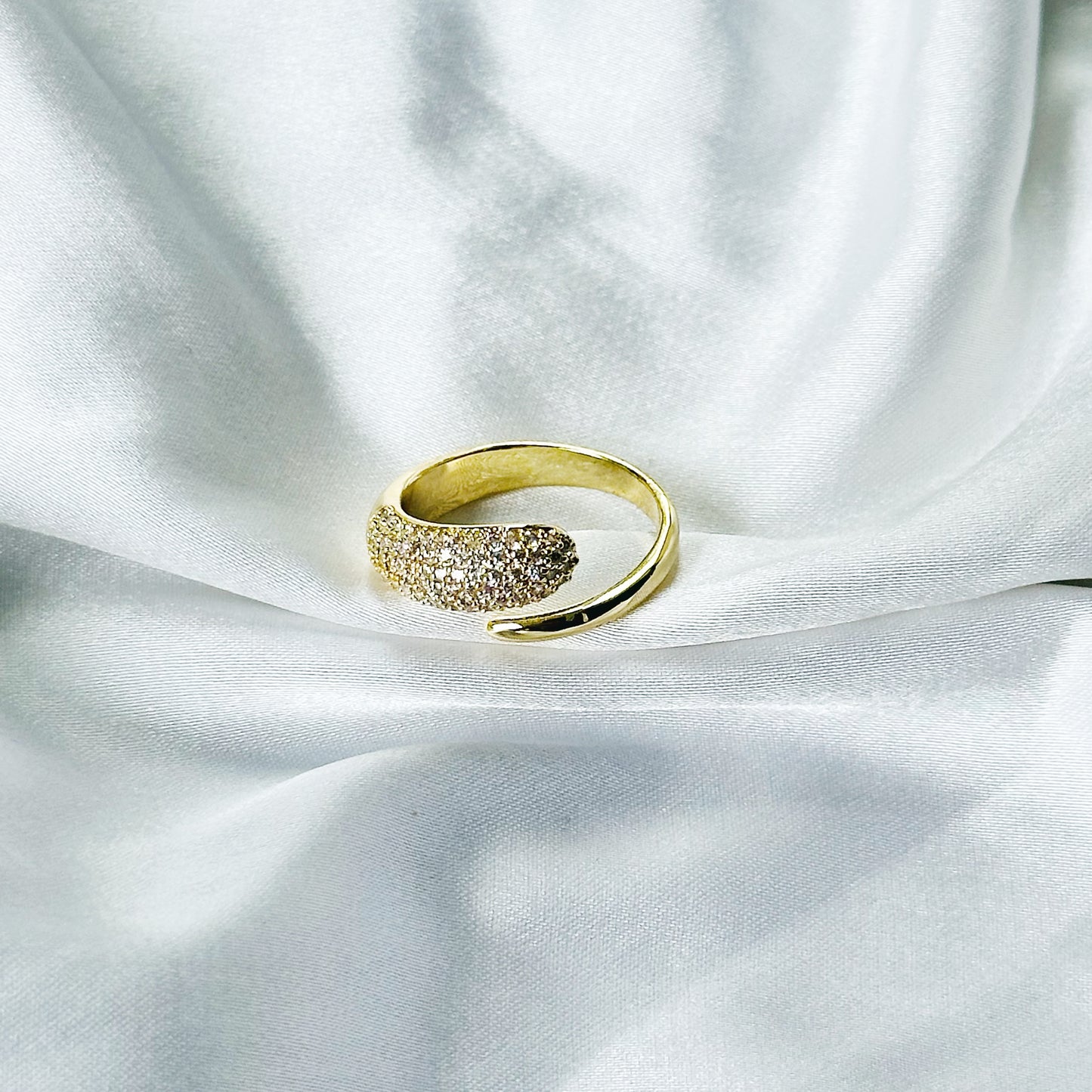 Solitaire Cubic Zirconia American Diamond Gold Plated Adjustable Ring