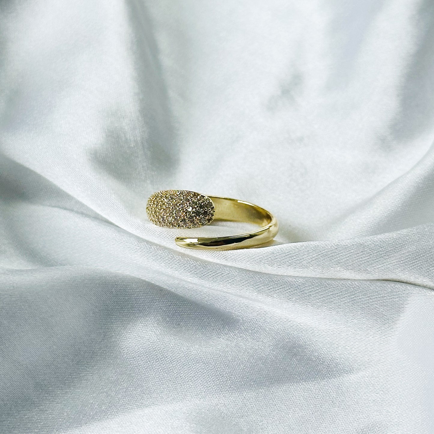 Solitaire Cubic Zirconia American Diamond Gold Plated Adjustable Ring