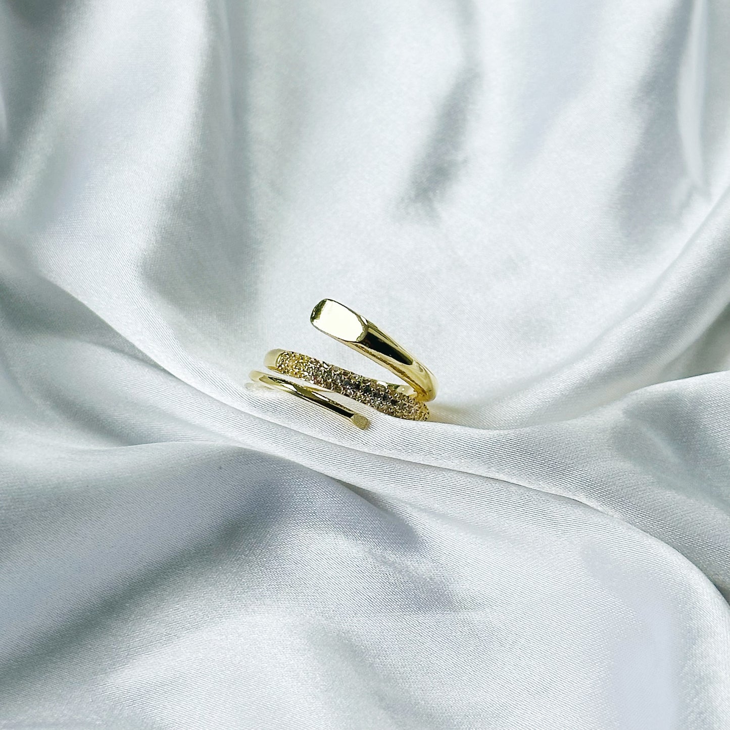 Solitaire Cubic Zirconia American Diamond Gold Plated Adjustable Ring