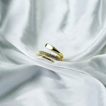 Solitaire Cubic Zirconia American Diamond Gold Plated Adjustable Ring