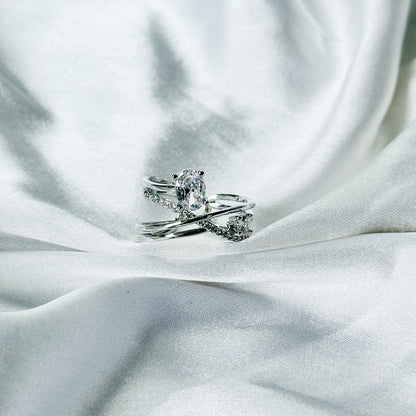 Solitaire Cubic Zirconia American Diamond Silver Plated Adjustable Ring