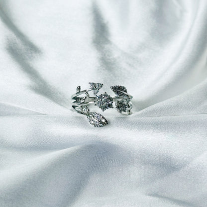 Solitaire Cubic Zirconia American Diamond Silver Plated Adjustable Ring