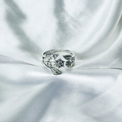 Solitaire Cubic Zirconia American Diamond Silver Plated Adjustable Ring