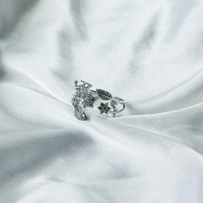 Solitaire Cubic Zirconia American Diamond Silver Plated Adjustable Ring