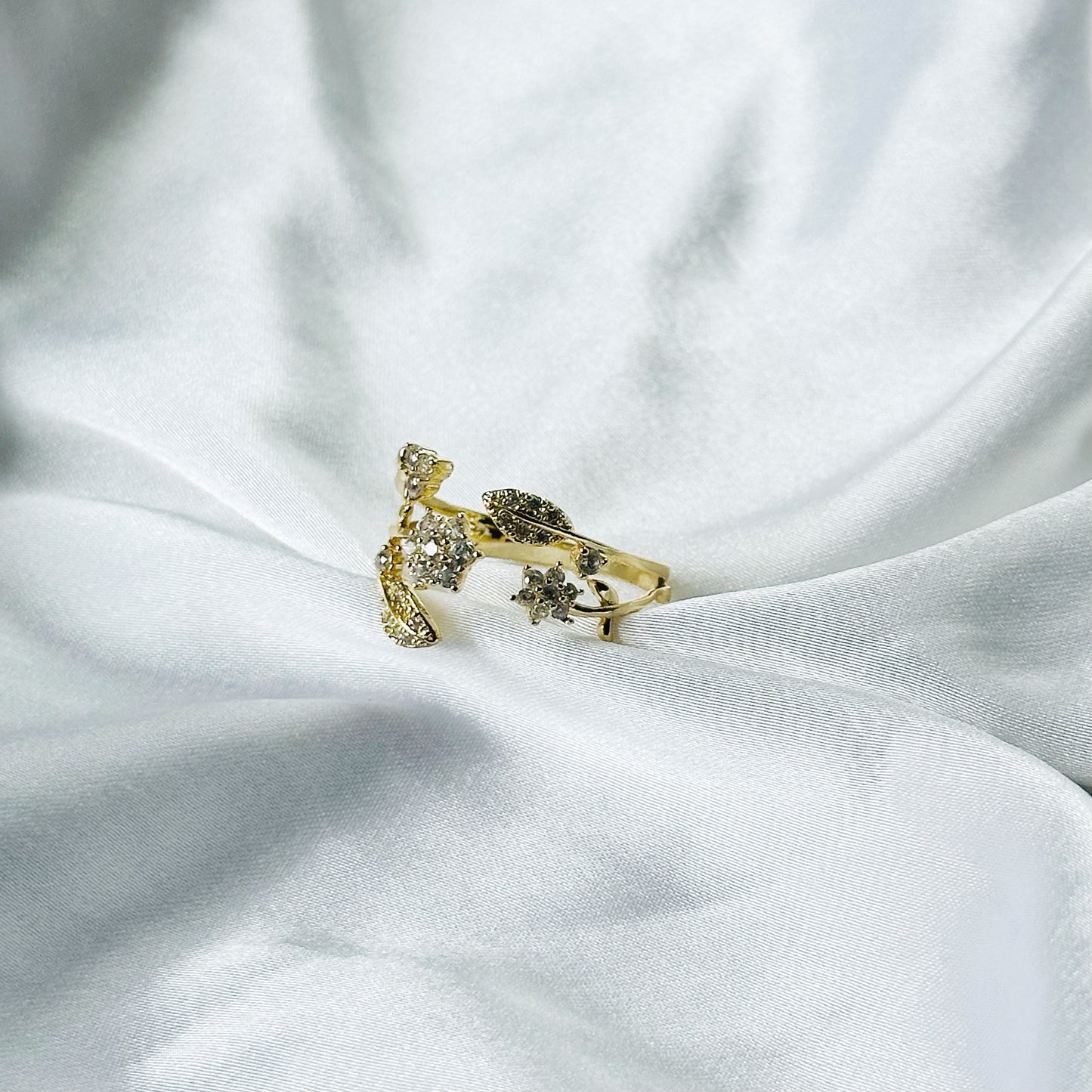 Solitaire Cubic Zirconia American Diamond Gold Plated Adjustable Ring
