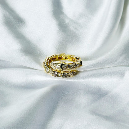Snake Design American Diamond Gold Plated Adjustable Ring