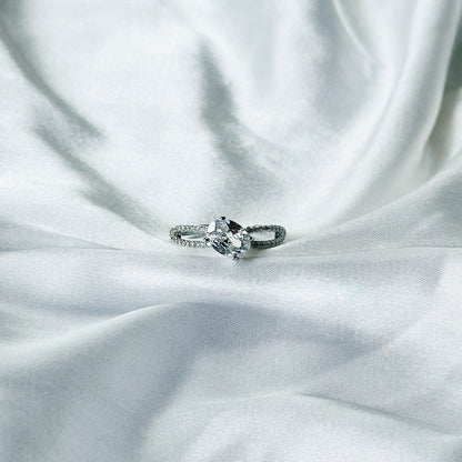 Solitaire Cubic Zirconia American Diamond Silver Plated Adjustable Ring