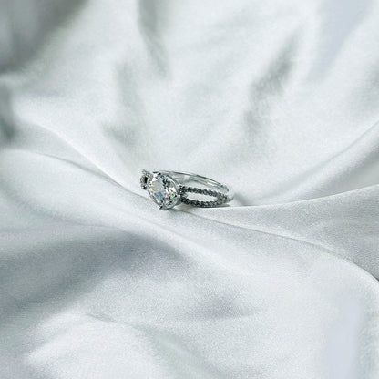Solitaire Cubic Zirconia American Diamond Silver Plated Adjustable Ring