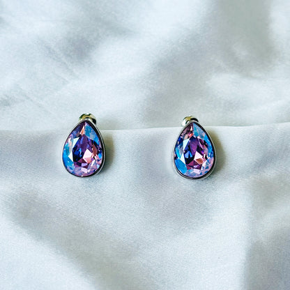 Purple Tanzanite Swarovski Crystal Silver Plated Stud Earrings