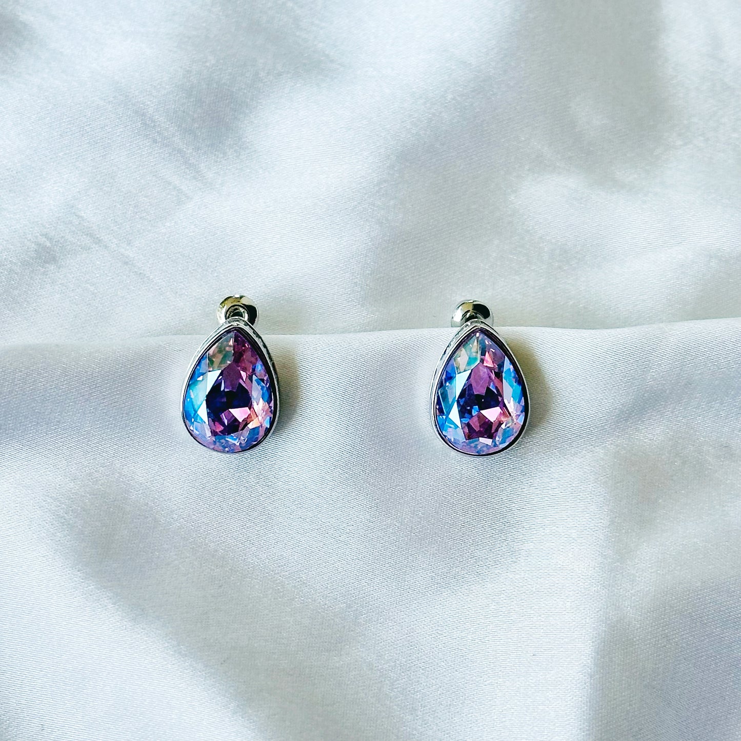 Purple Tanzanite Swarovski Crystal Silver Plated Stud Earrings
