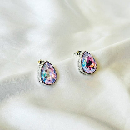 Purple Tanzanite Swarovski Crystal Silver Plated Stud Earrings