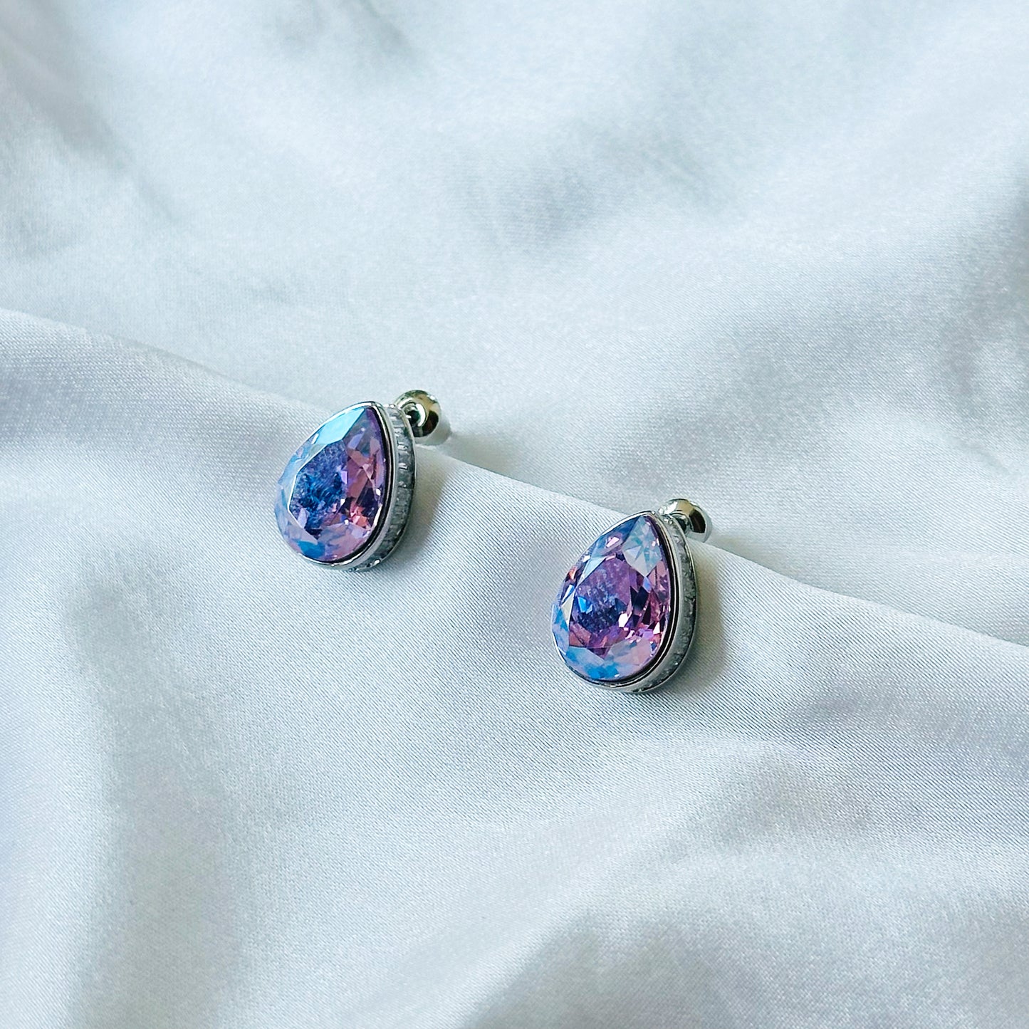 Purple Tanzanite Swarovski Crystal Silver Plated Stud Earrings