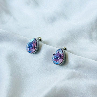 Purple Tanzanite Swarovski Crystal Silver Plated Stud Earrings