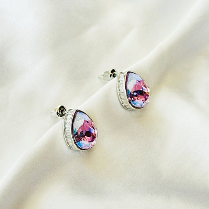 Purple Tanzanite Swarovski Crystal Silver Plated Stud Earrings