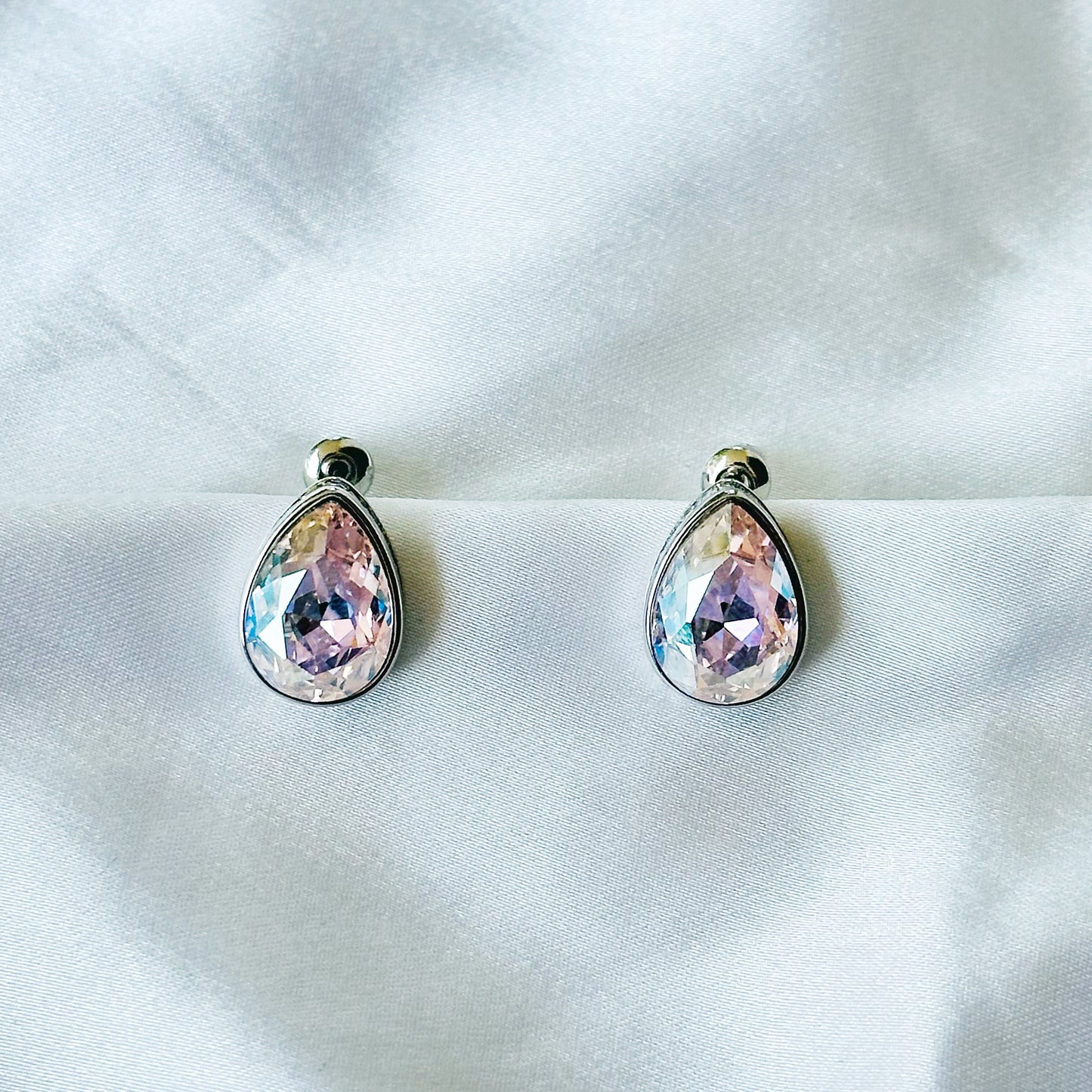 Rose Water Opal Swarovski Crystal Silver Plated Stud Earrings