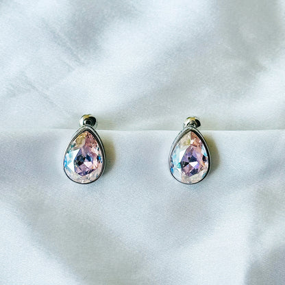 Rose Water Opal Swarovski Crystal Silver Plated Stud Earrings