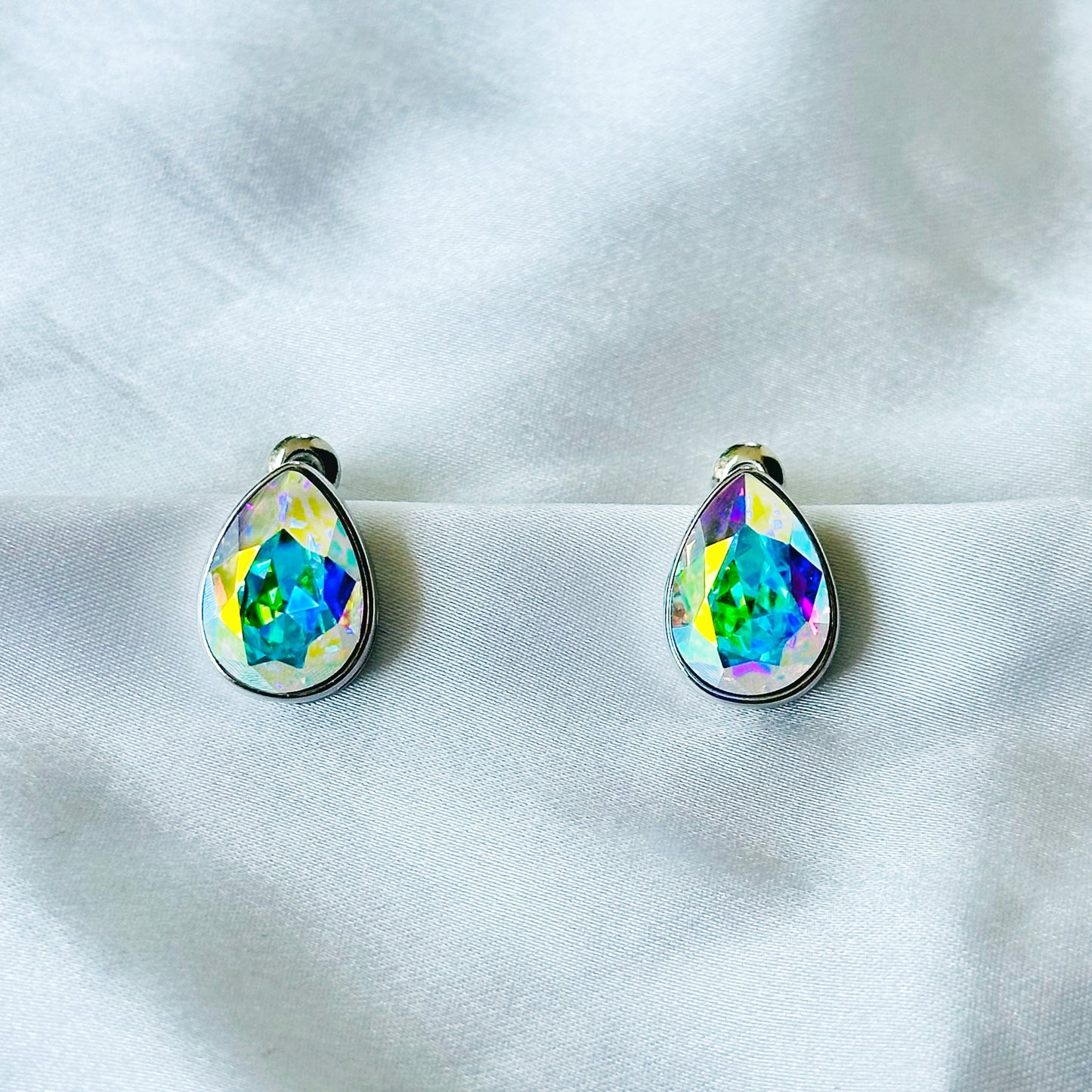 Air Blue Opal Swarovski Crystal Silver Plated Stud Earrings
