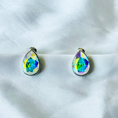 Air Blue Opal Swarovski Crystal Silver Plated Stud Earrings