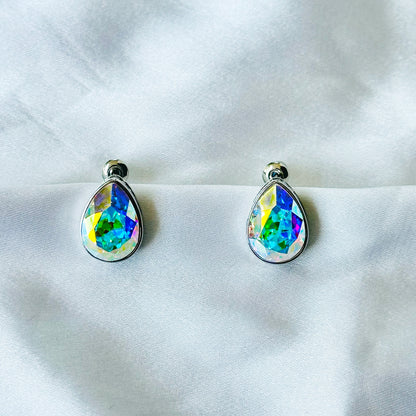 Air Blue Opal Swarovski Crystal Silver Plated Stud Earrings