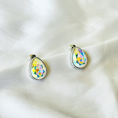 Air Blue Opal Swarovski Crystal Silver Plated Stud Earrings