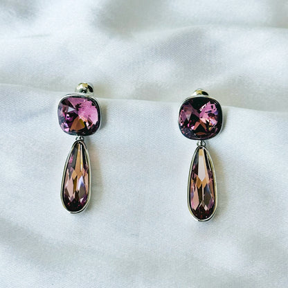 Purple Amethyst Swarovski Crystal Silver Plated Earrings