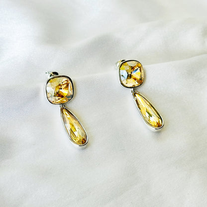 Light Yellow Topaz Swarovski Crystal Silver Plated Earrings