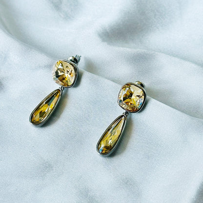 Light Yellow Topaz Swarovski Crystal Silver Plated Earrings