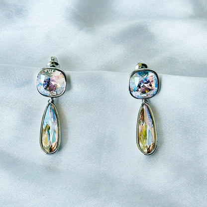 Rose Water Opal Swarovski Crystal Silver Plated Earrings