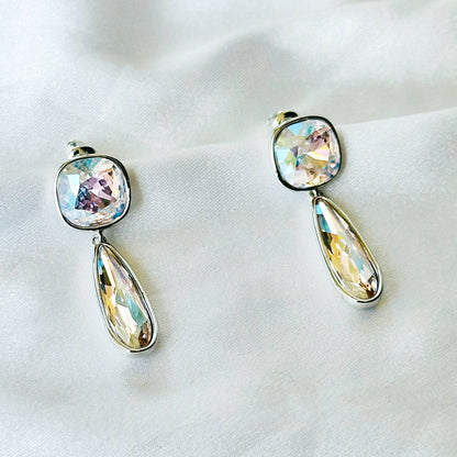Rose Water Opal Swarovski Crystal Silver Plated Earrings