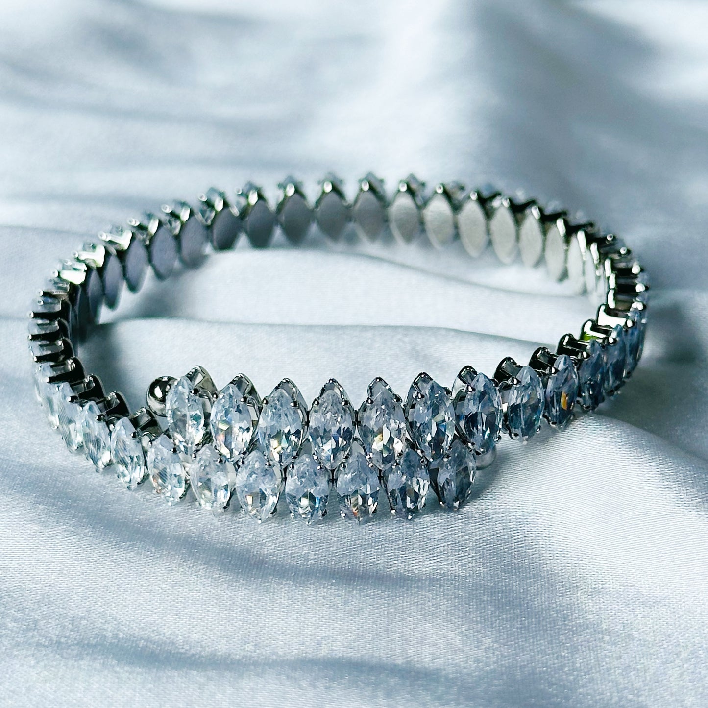 American Diamond Silver Plated Choker Necklace Set Combo