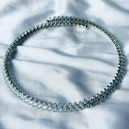 American Diamond Silver Plated Choker Necklace Set Combo