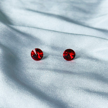 Red Siam Swarovski Crystal Silver Plated Stud Earrings