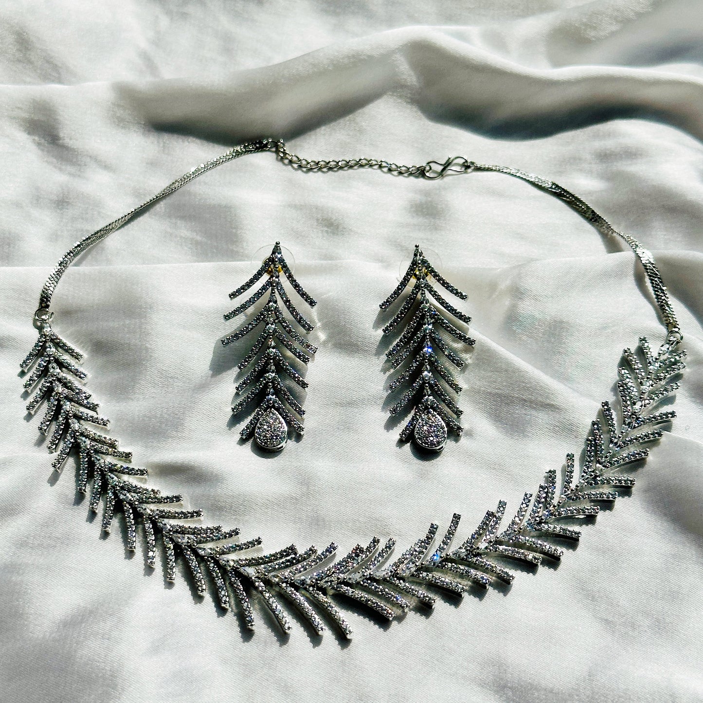 American Diamond Silver Plated Necklace Set