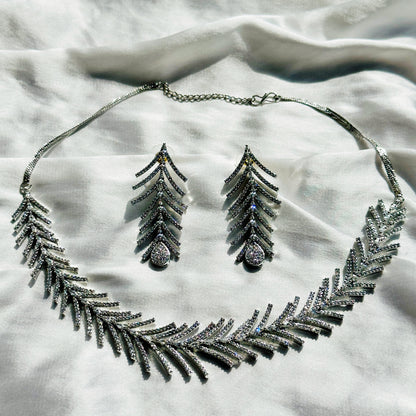 American Diamond Silver Plated Necklace Set