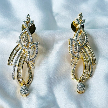 Solitaire Cubic Zircon American Diamond Gold/Silver Plated Necklace Set