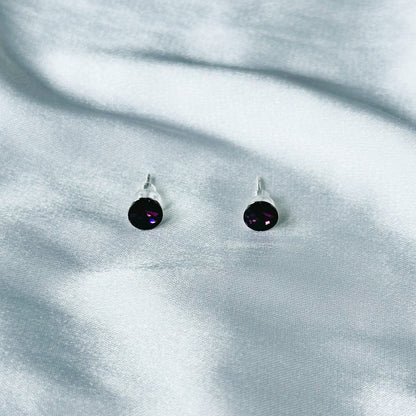 Deep Purple Amethyst Swarovski Crystal Silver Plated Stud Earrings