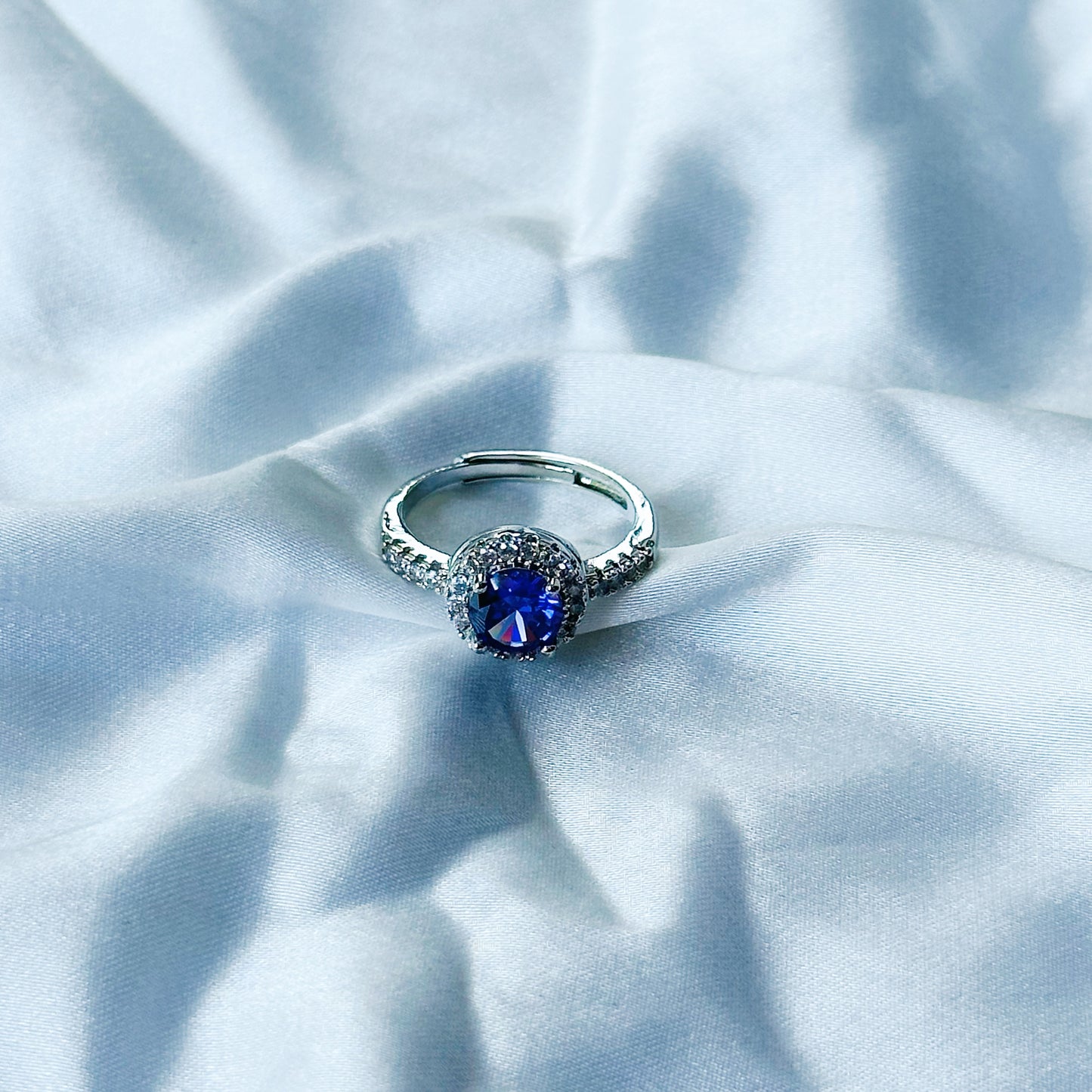Deep Purple Amethyst Cubic Zircon Stone American Diamond Silver Plated Adjustable Ring