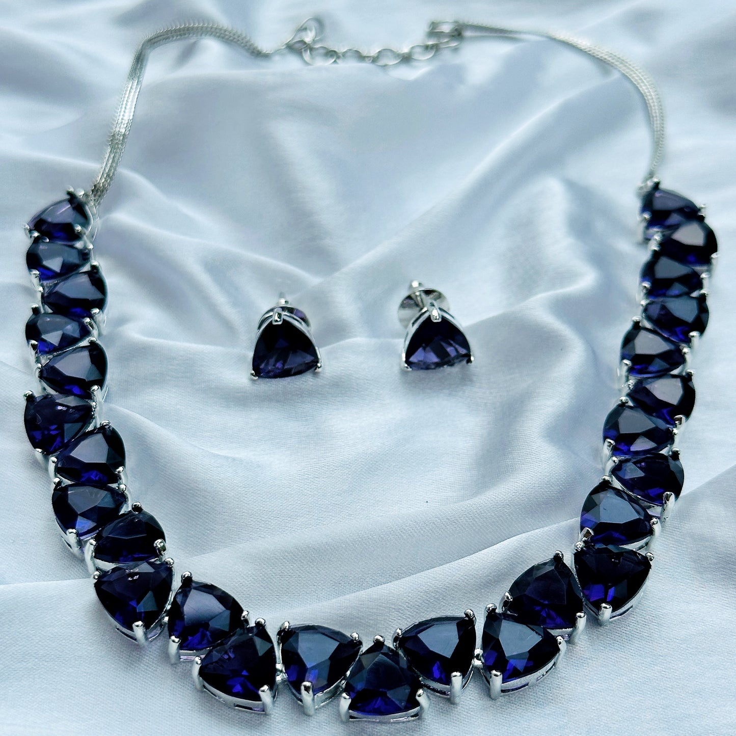 Deep Purple Amethyst Stones Silver Plated Necklace Set