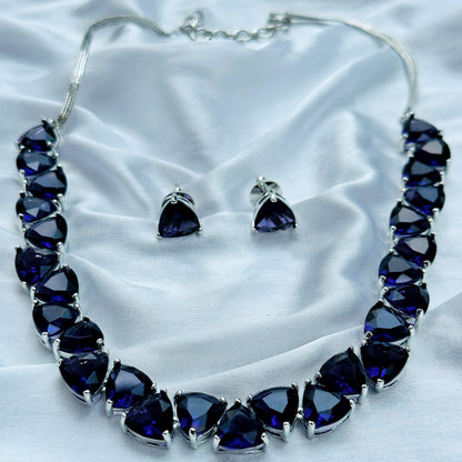 Deep Purple Amethyst Stones Silver Plated Necklace Set
