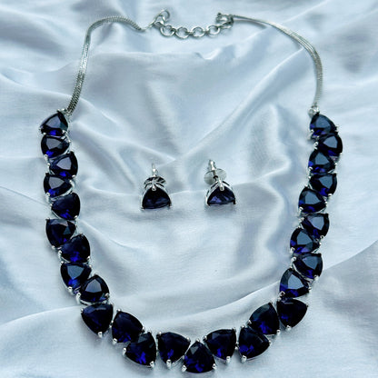 Deep Purple Amethyst Stones Silver Plated Necklace Set